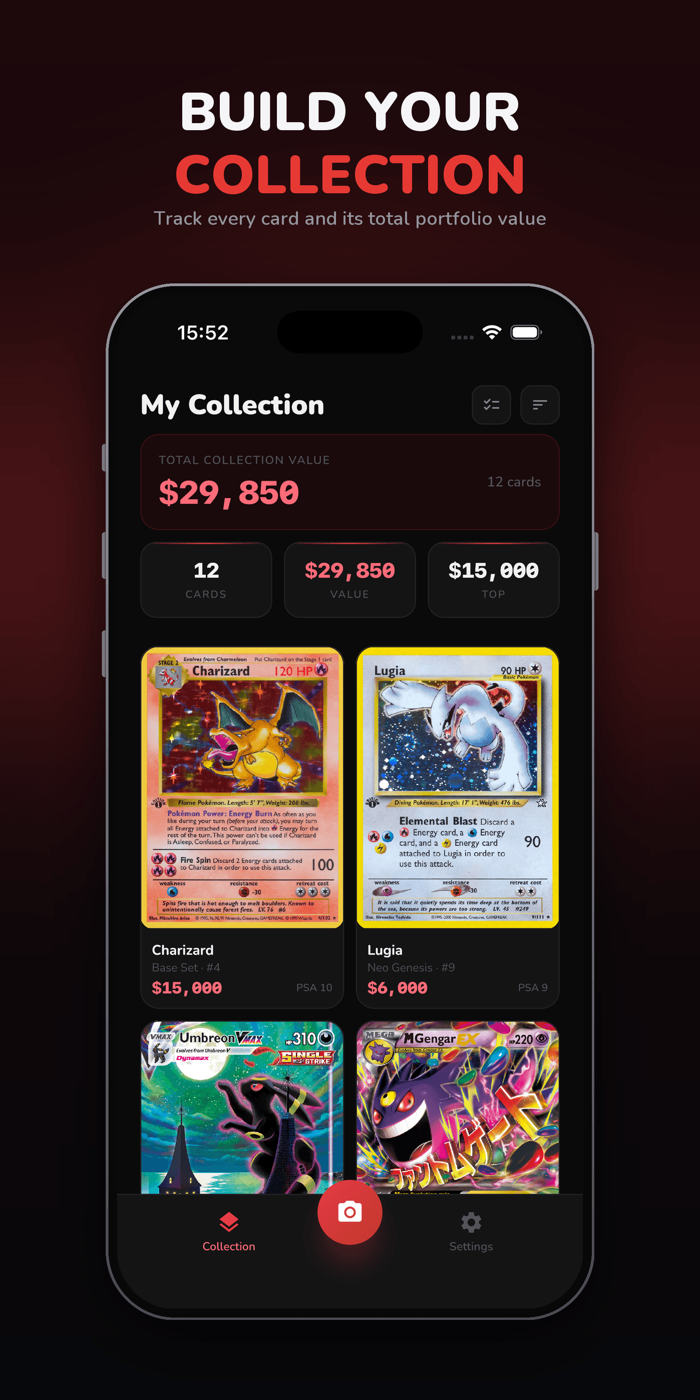 A Pokémon card collection with total value in WildPull